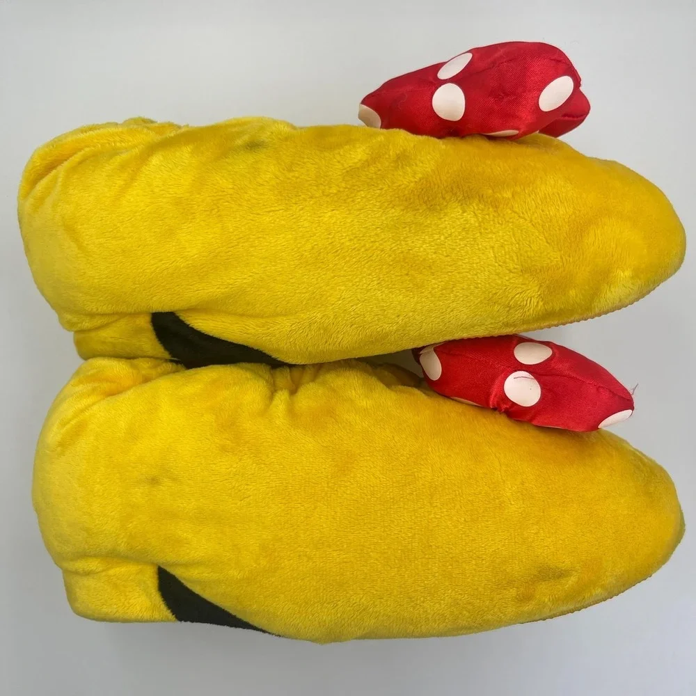 Disney Minnie Mouse Plush Slippers Medium Yellow Faux Fur Slip On Shoes